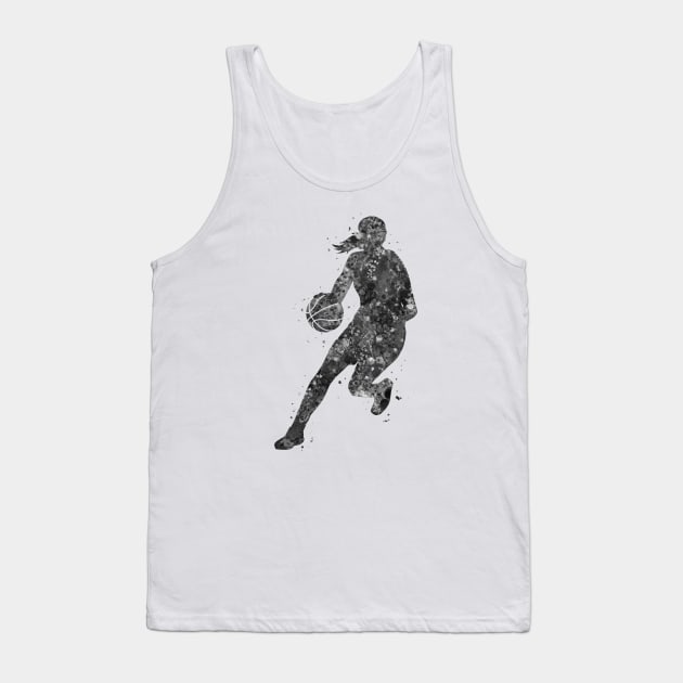 Basketball player girl black and white Tank Top by Yahya Art